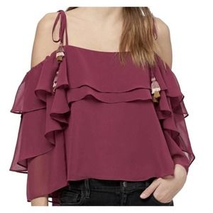 NWT Rebecca Minkoff Dena Tiered Cold-Shoulder Top